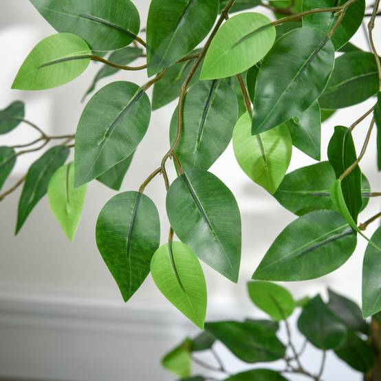 Ficus artificiel plastique décoration intérieur tronc naturel forme ajustable 120cm - ComfortXL Outdoor Living - Image 9