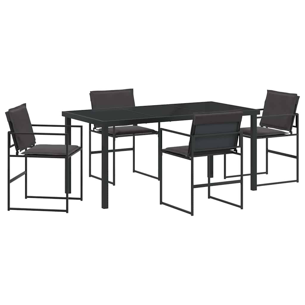 Ensemble de salle à manger de jardin acier et textilène noir 160 x 80 x 73 cm - PANGIVO - Image 2