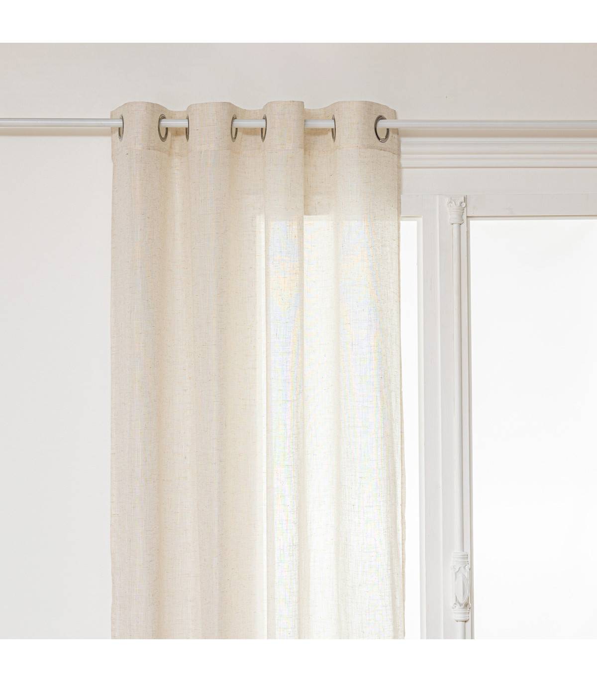 Voilage à œillets Beige aspect Lin 140 x 240 cm - Imagen 1