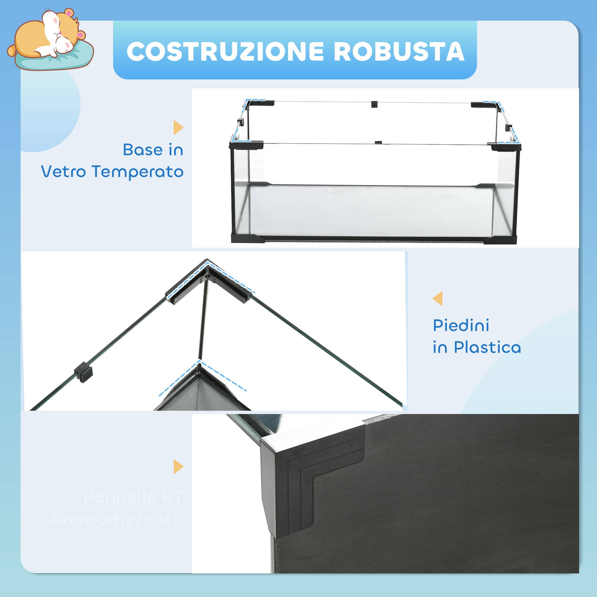 Cage hamster nain acier verre trempé 3 niveaux accessoires 76x48x54cm Noir - ComfortXL Outdoor Living - Image 8