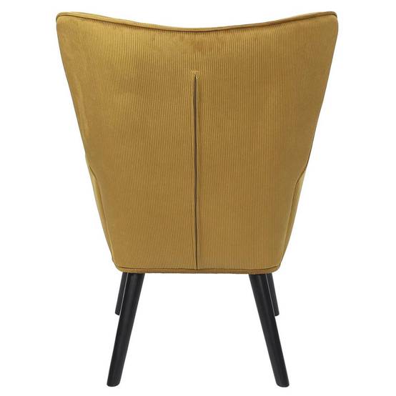 ALTOBUY - Fauteuil Tissu velours côtelé moutarde et piétement hévéa laqué noir - HAMZA - Image 5