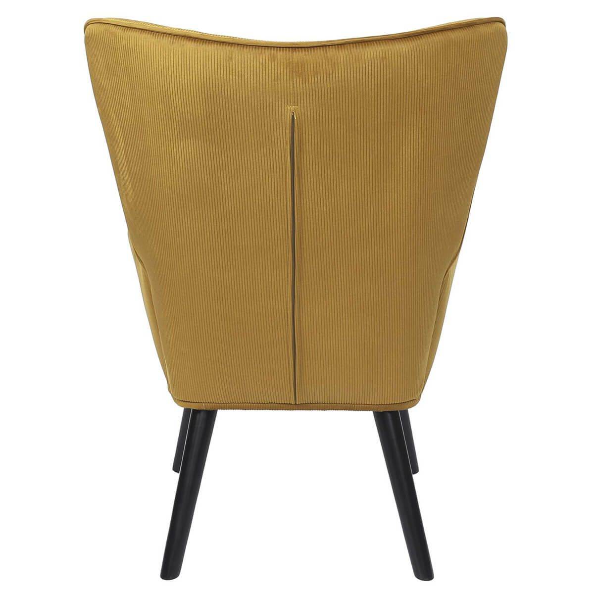 ALTOBUY - Fauteuil Tissu velours côtelé moutarde et piétement hévéa laqué noir - HAMZA - Image 5