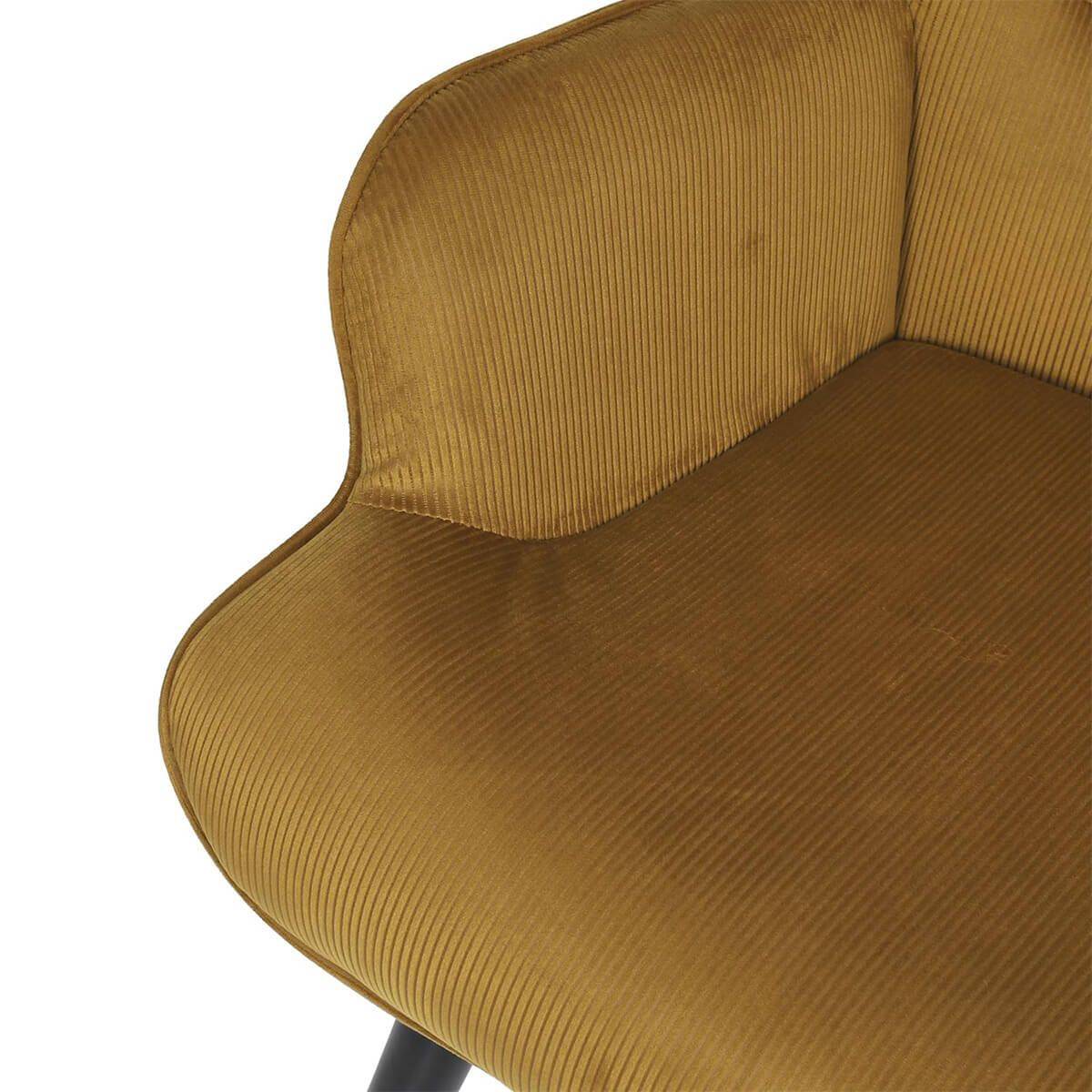 ALTOBUY - Fauteuil Tissu velours côtelé moutarde et piétement hévéa laqué noir - HAMZA - Image 7
