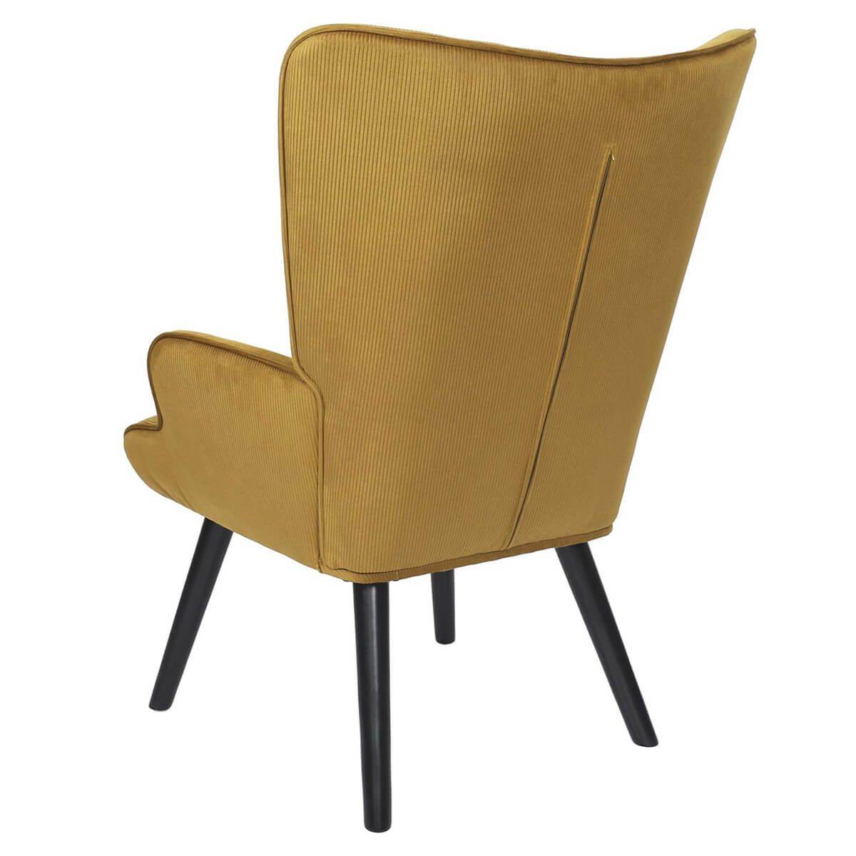 ALTOBUY - Fauteuil Tissu velours côtelé moutarde et piétement hévéa laqué noir - HAMZA - Image 6