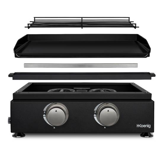 Plancha 2 brûleurs U noire fonte émaillée - PLX1022 H.Koenig - Image 4