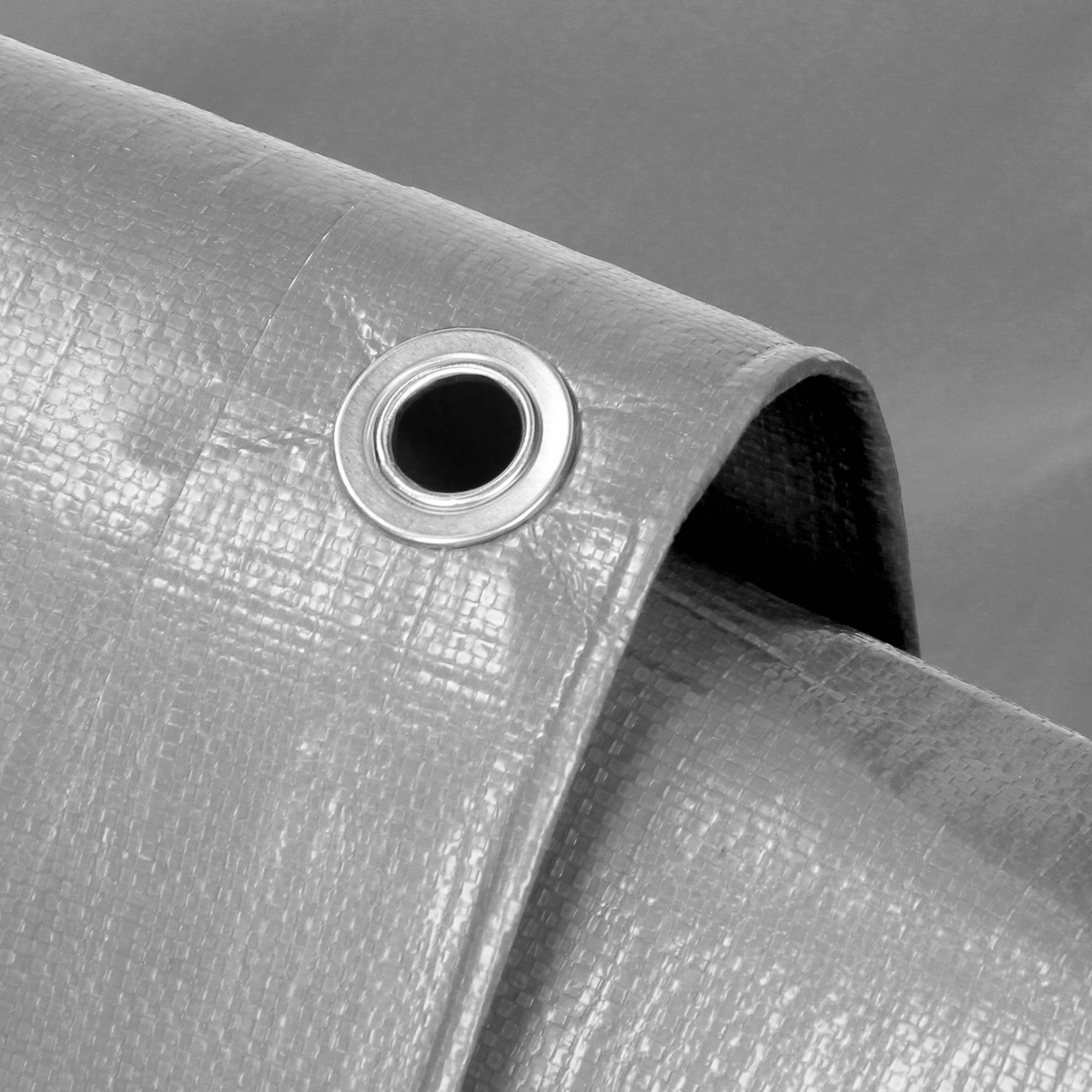 Ecd-Germany - Bâche de Protection Imperméable à l'Eau avec Oeillets - 3x5m 15m² 180g/m²- Polyéthylène PE Gris - Résistant à la Moisissure - Imagen 2