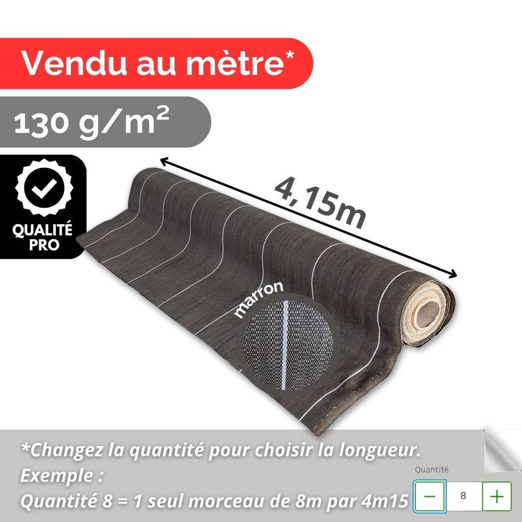 Toile de paillage tissée 130g m2 Vente au mètre Largeur 4,15m Anti-Mauvaises Herbe Couleur Marron Bache Grande Largeur 4m - Image 2