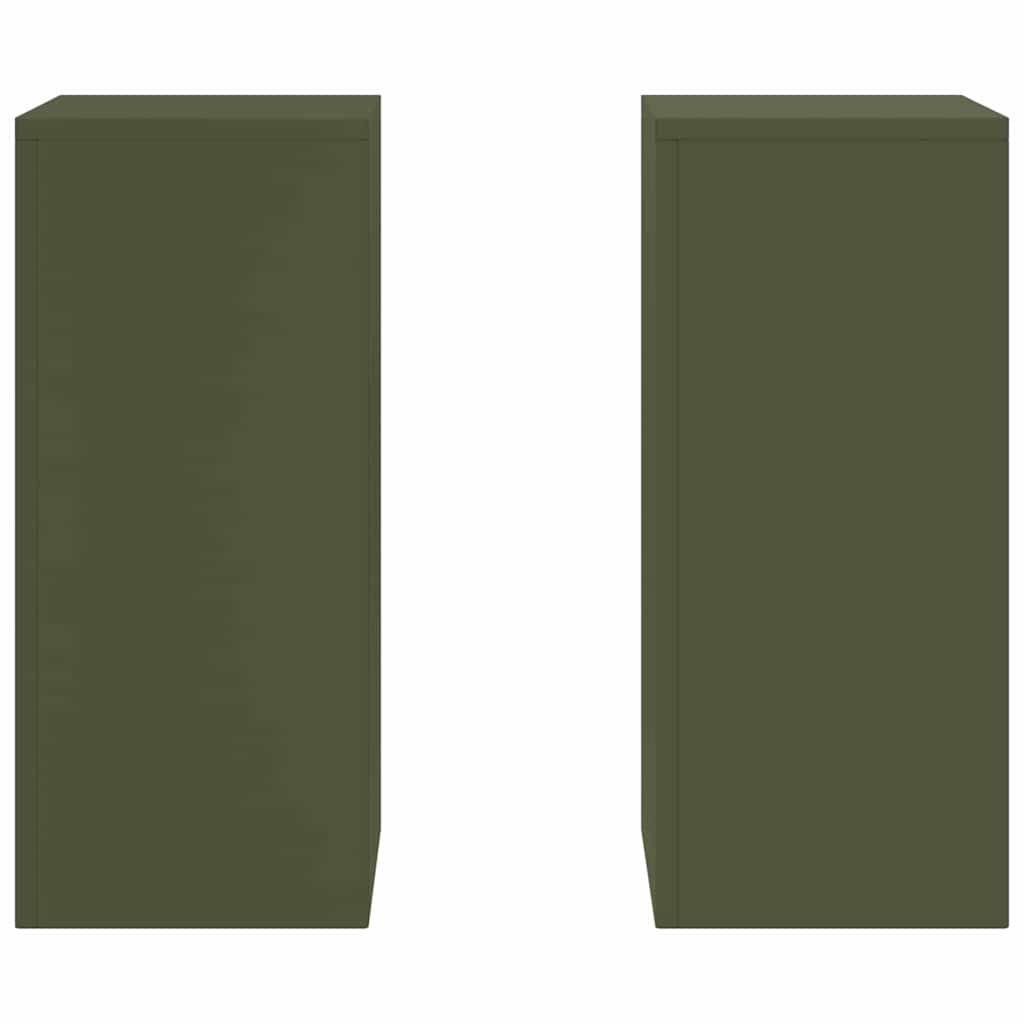 Lot de 2 Supports de pots hauts en Acier Durables et décoratifs pour Jardin et Balcon Vert Olive 24x24x55 cm – ComfortXL Outdoor Living - Image 6