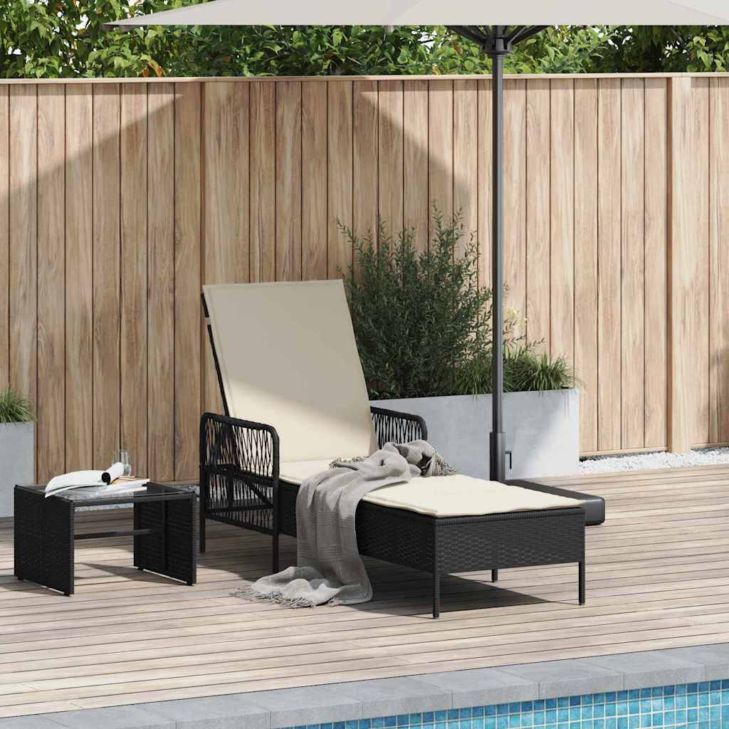 Vidaxl - Transat Noir et blanc crème 55 x 200 x 92 cm polyrotin vidaXL 365425 - Image 4