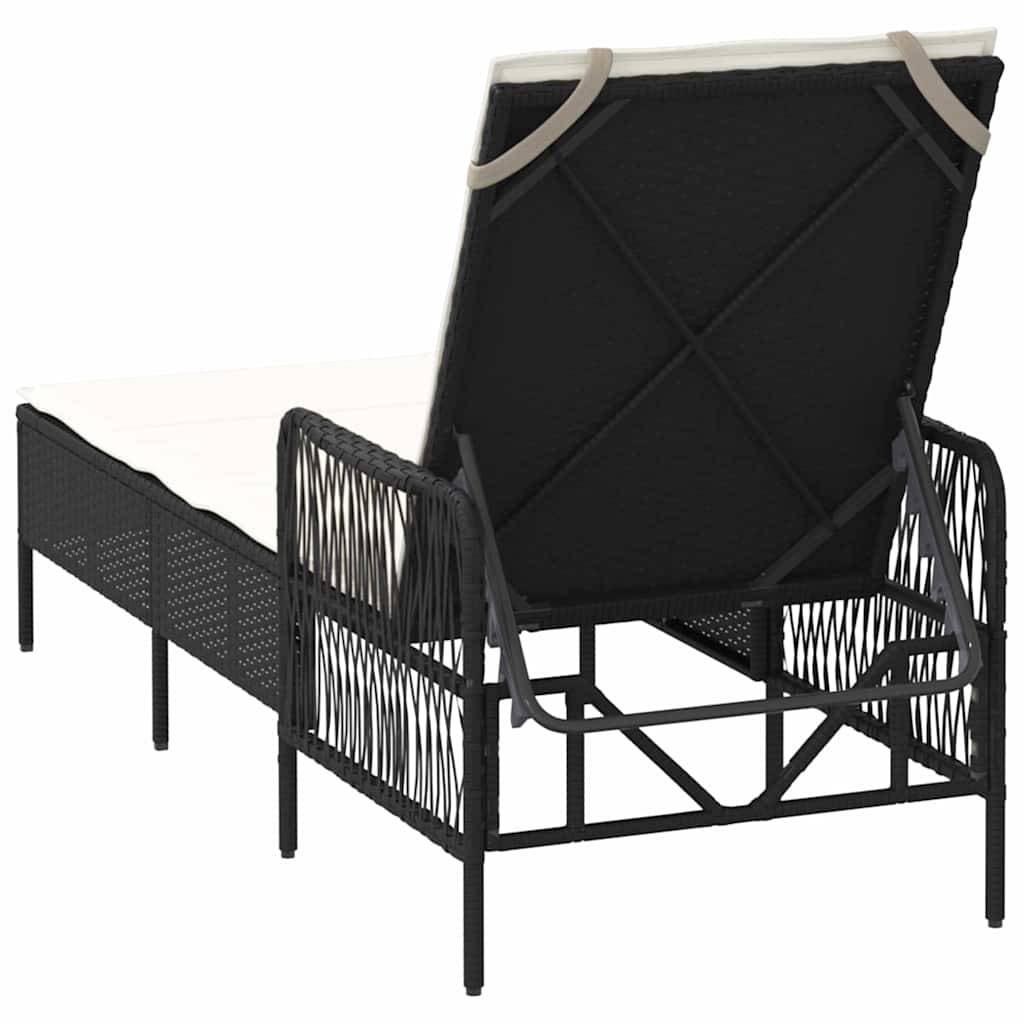 Vidaxl - Transat Noir et blanc crème 55 x 200 x 92 cm polyrotin vidaXL 365425 - Image 9