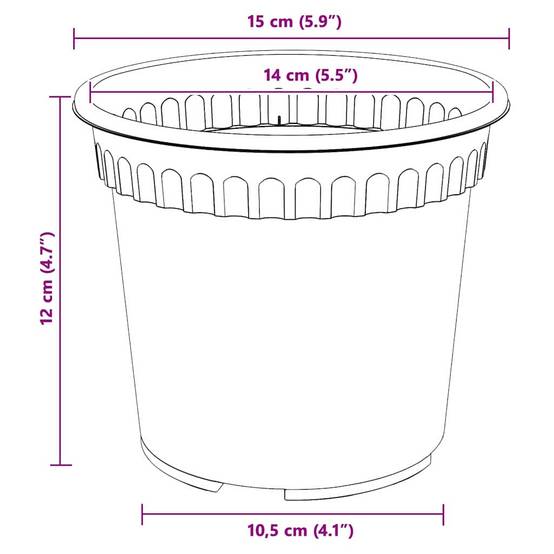 Lot 6 Pots de fleurs ronds plastique pour Balcon Jardin avec Drainage Ø 15 cm Rouge Brique - ComfortXL Outdoor Living - Image 9