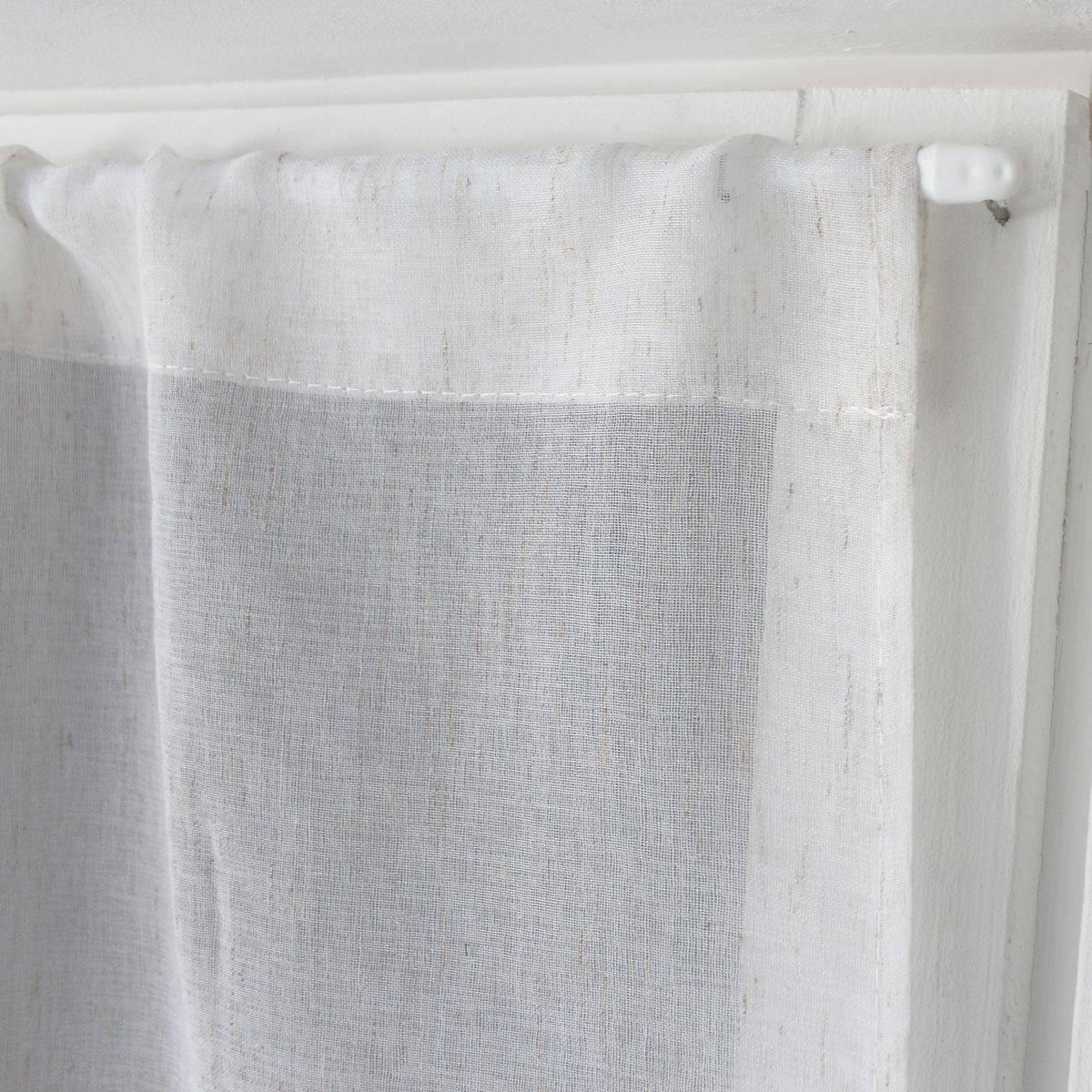 Paris Prix Paire De Voilages à Pompons 60x160 Cm – Brise-Bise Élégant Blanc Pour Fenêtre Et Cuisine
