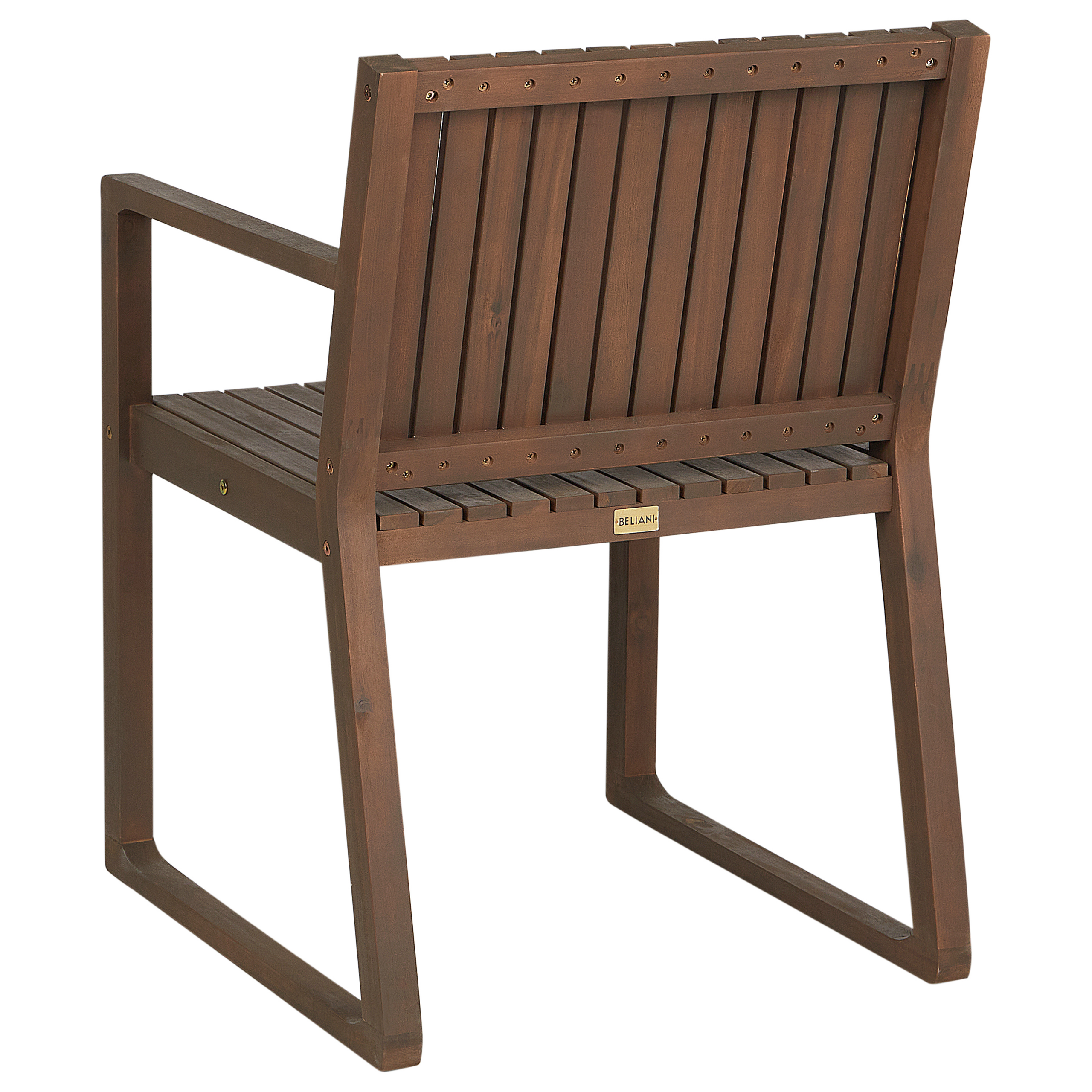 Beliani - Set 8 Chaises de Salle à Manger Extérieur en Bois d'Acacia Foncé avec Coussins Blanc Cassé Jardin Rustique - Imagen 6