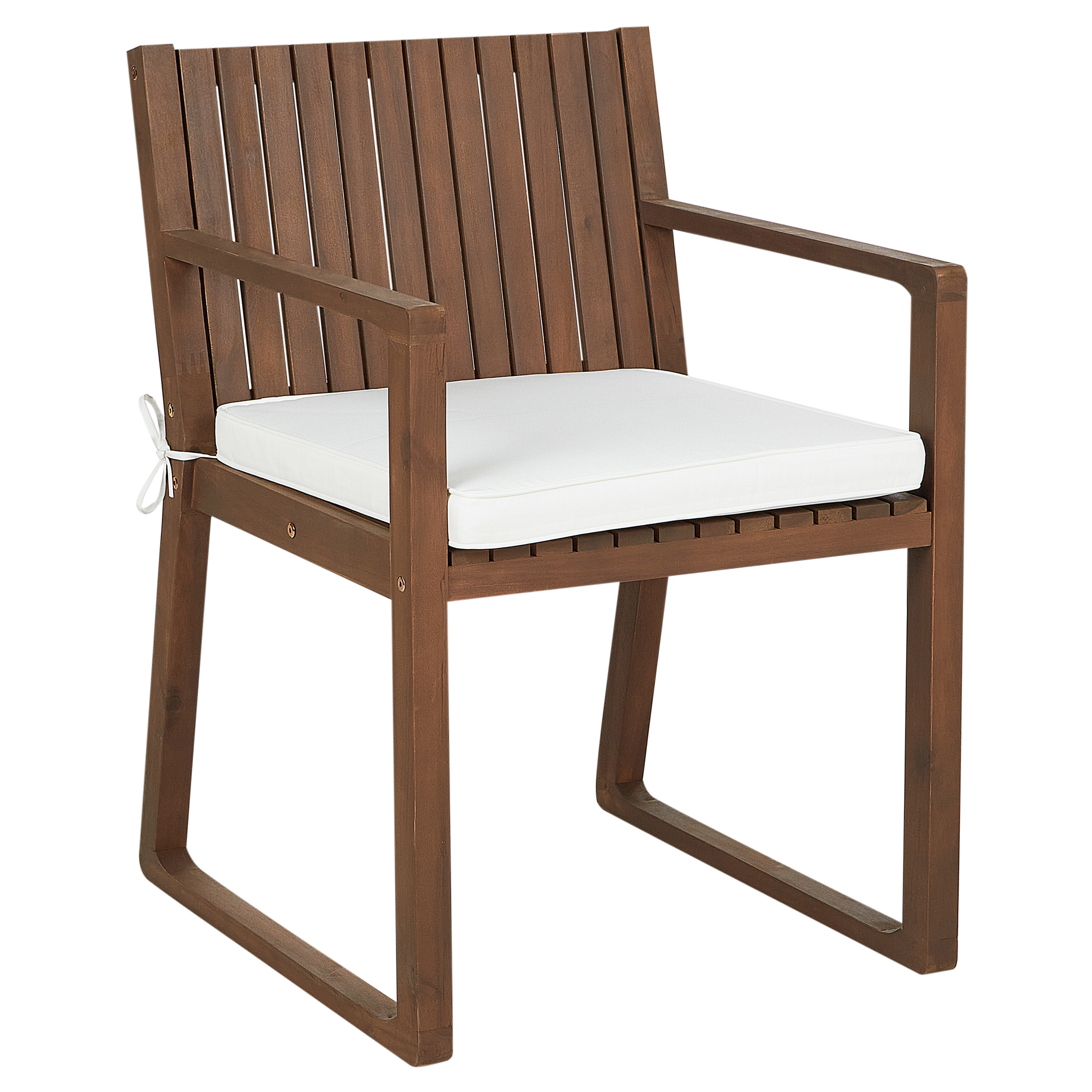 Beliani - Set 8 Chaises de Salle à Manger Extérieur en Bois d'Acacia Foncé avec Coussins Blanc Cassé Jardin Rustique - Imagen 4