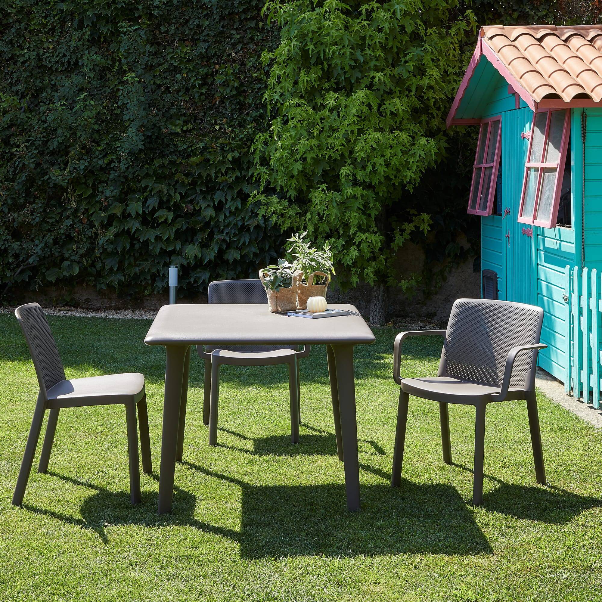 Table carrée extérieur 90x90 ivoire DESSA Resol - Image 8