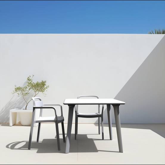 Table carrée extérieur 90x90 ivoire DESSA Resol - Image 9