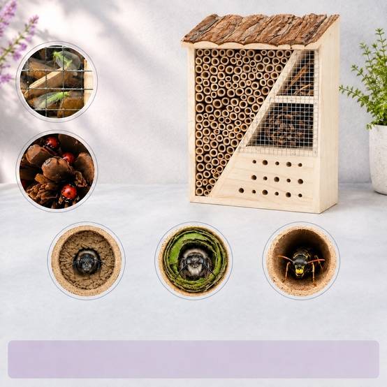 Abri en Bois pour Insectes Hôtel Abeilles Coccinelles Jardin Extérieur - Image 3