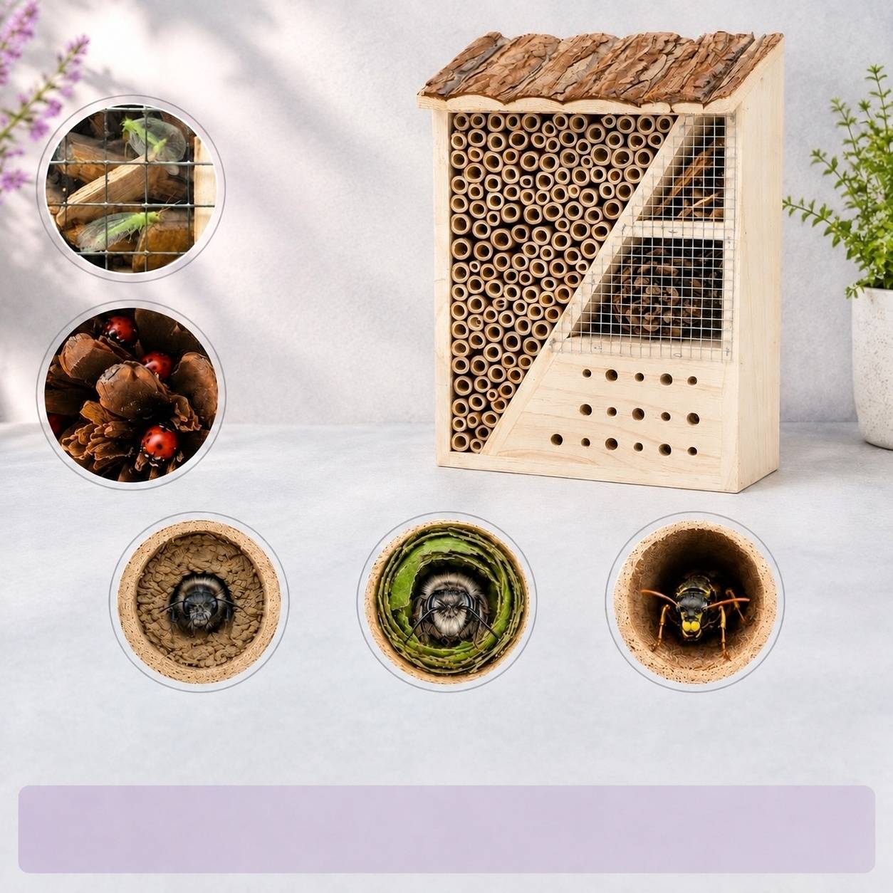 Abri en Bois pour Insectes Hôtel Abeilles Coccinelles Jardin Extérieur - Image 3
