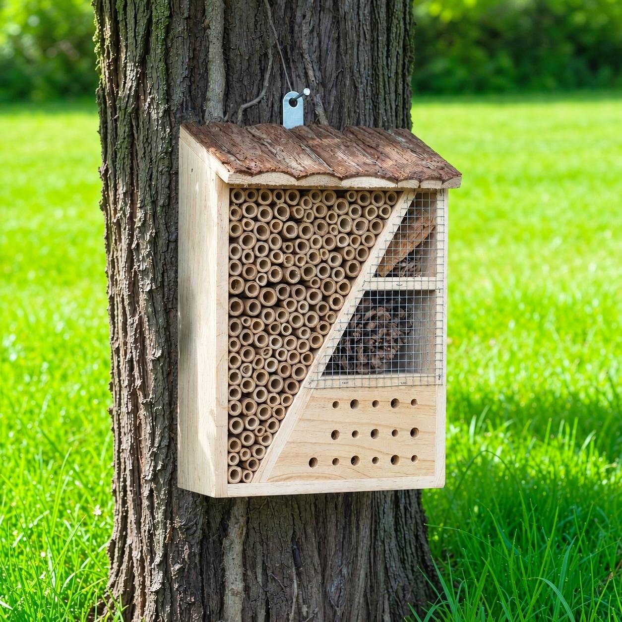 Abri en Bois pour Insectes Hôtel Abeilles Coccinelles Jardin Extérieur - Image 4