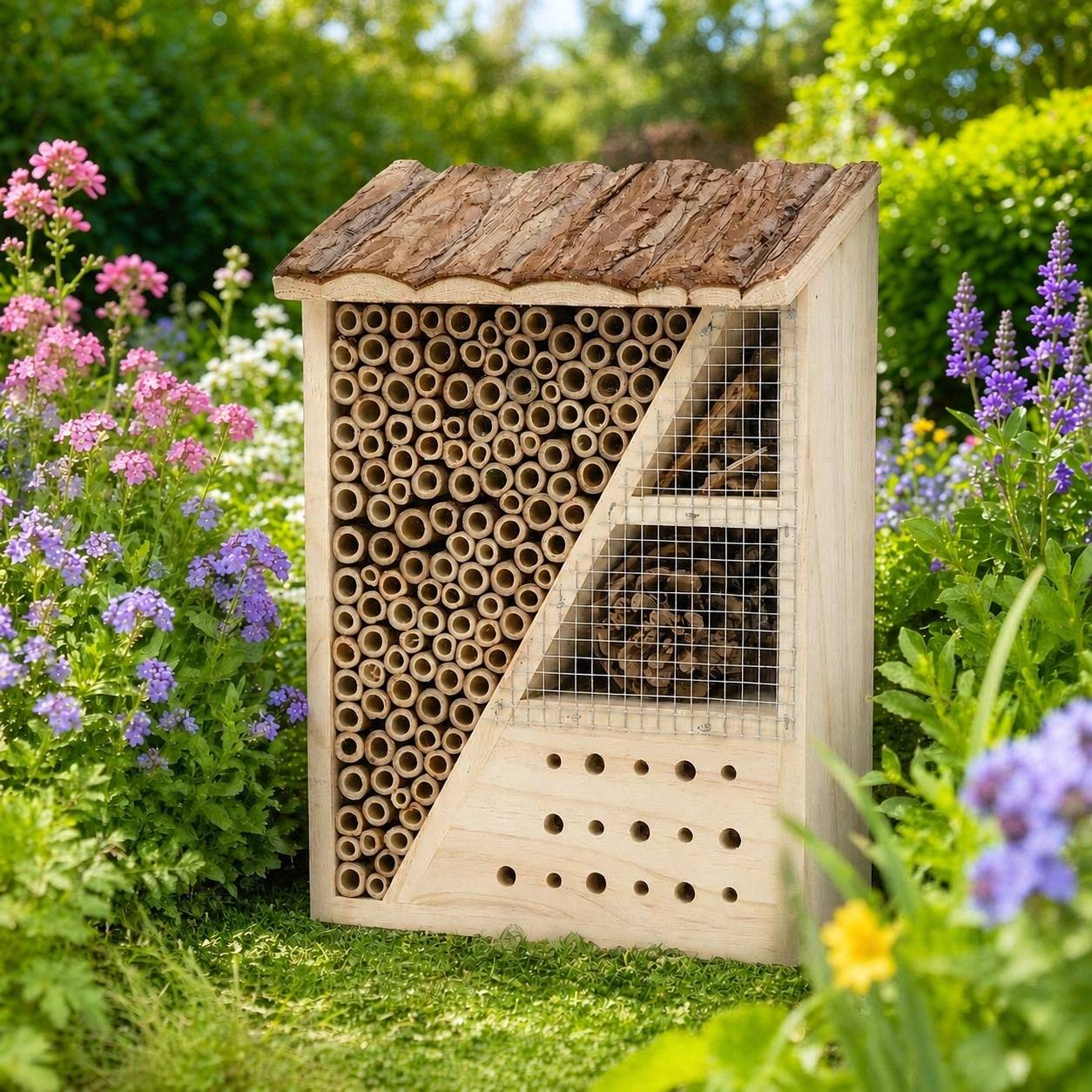 Abri en Bois pour Insectes Hôtel Abeilles Coccinelles Jardin Extérieur - Image 5