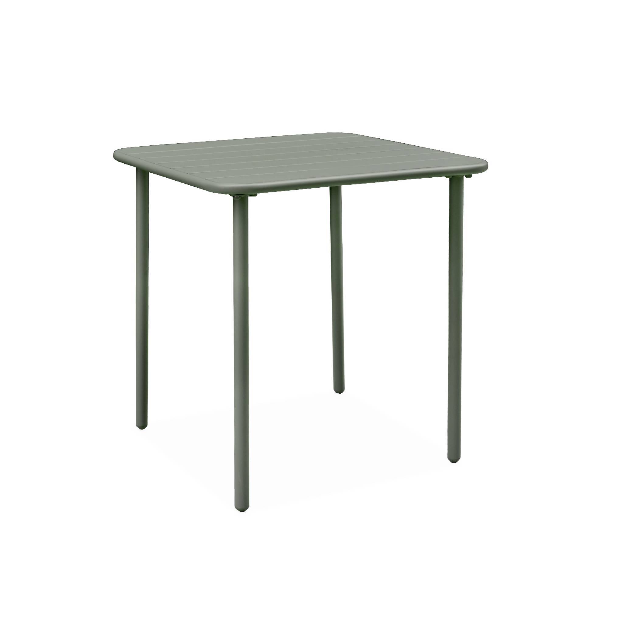 sweeek - Table de jardin métal + 2 assises kaki Amélia. lattes et bords arrondis. traitement antirouille | sweeek - Image 6