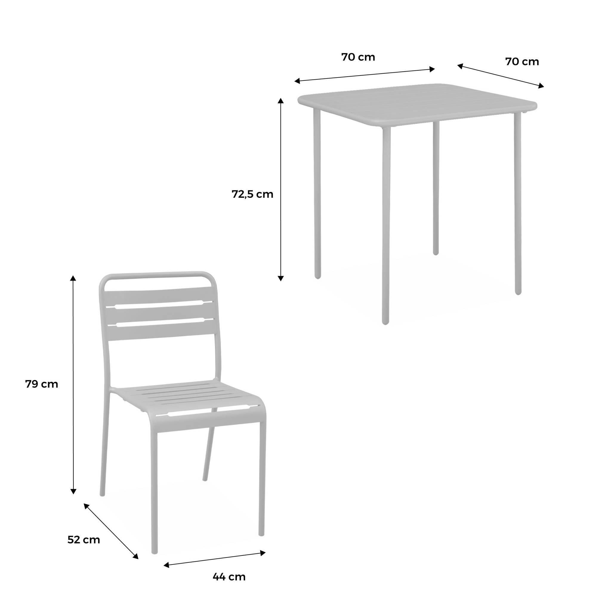 sweeek - Table de jardin métal + 2 assises kaki Amélia. lattes et bords arrondis. traitement antirouille | sweeek - Image 5