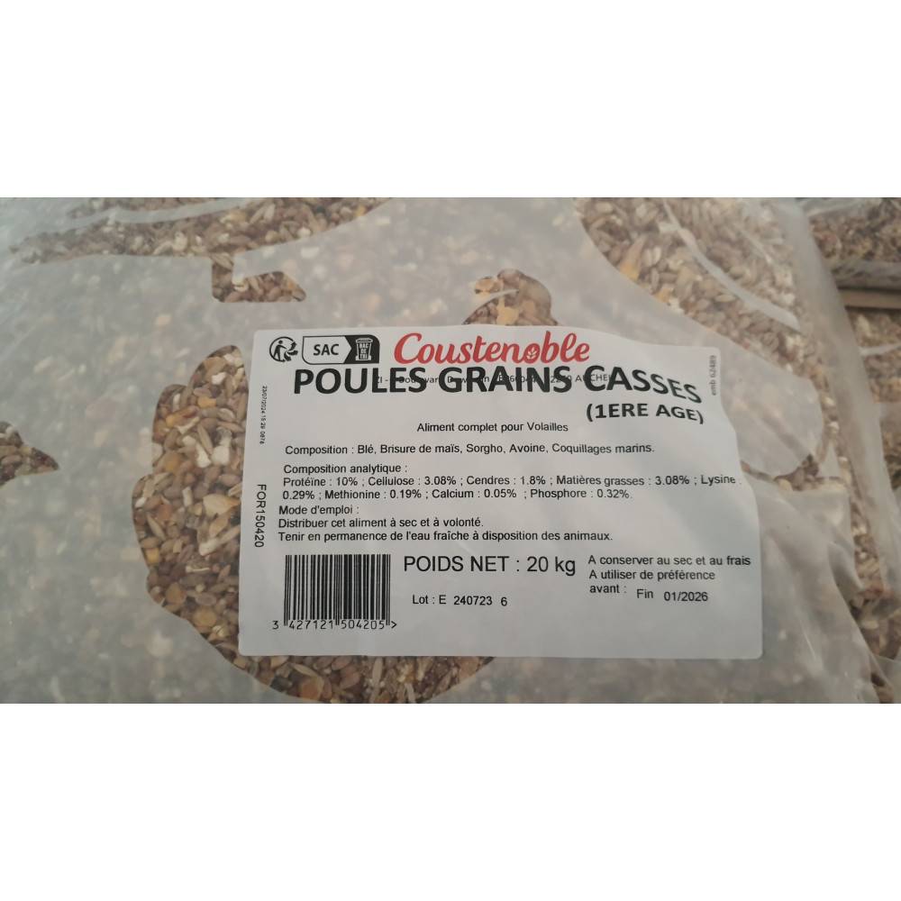Coustenoble - Alimentation Basse cour 1 er âge  poule Ardennes 20 kg - Imagen 2