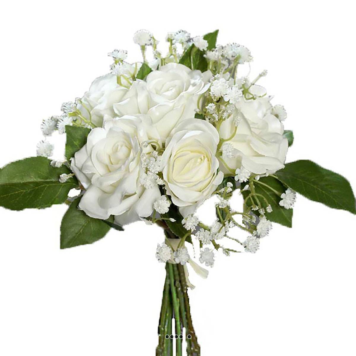 Artificielles - Bouquet de Roses et Gypsophile artificielles 7 tetes Hauteur 24 cm Crème - couleur: Crème - Imagen 1