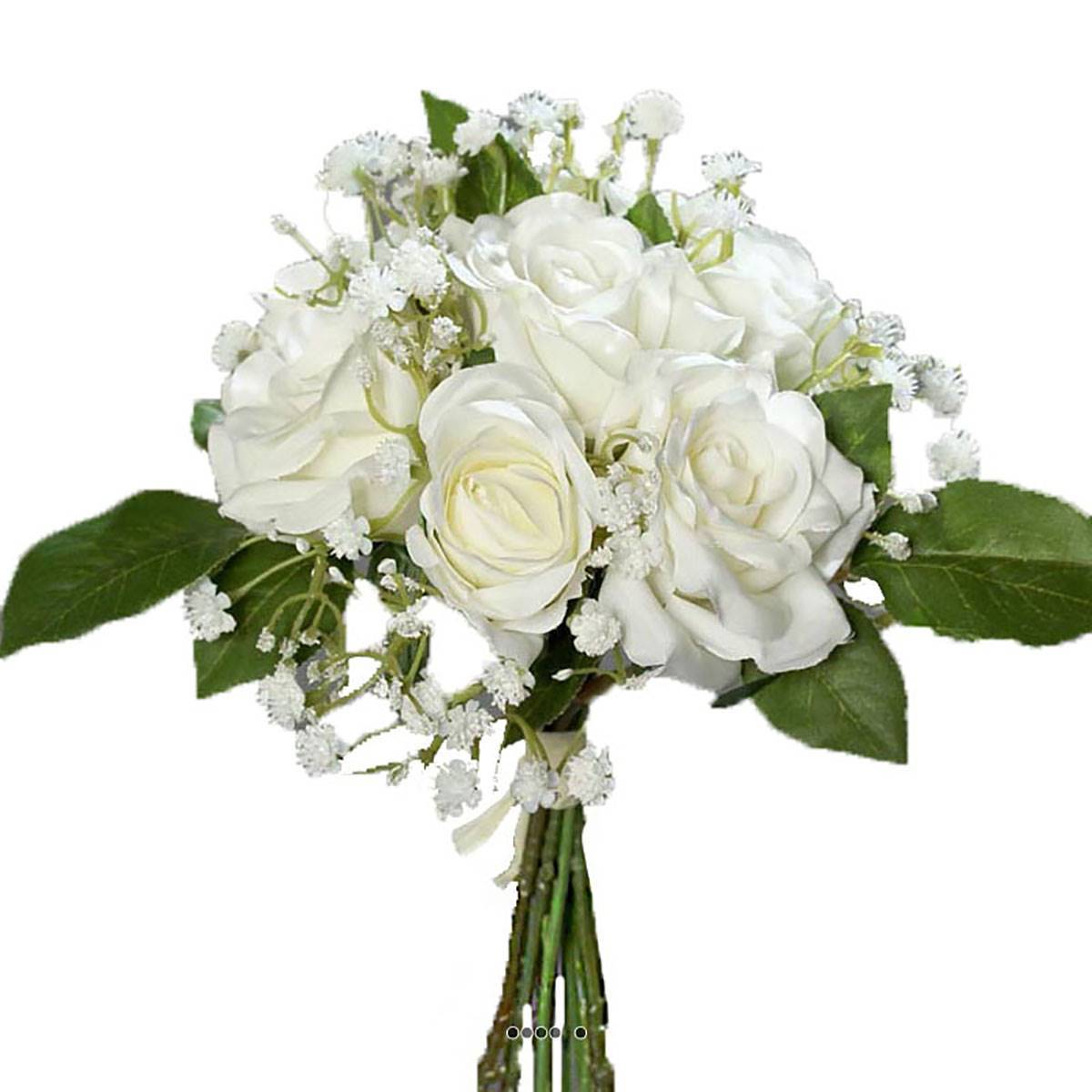 Artificielles - Bouquet de Roses et Gypsophile artificielles 7 tetes Hauteur 24 cm Crème - couleur: Crème - Imagen 2