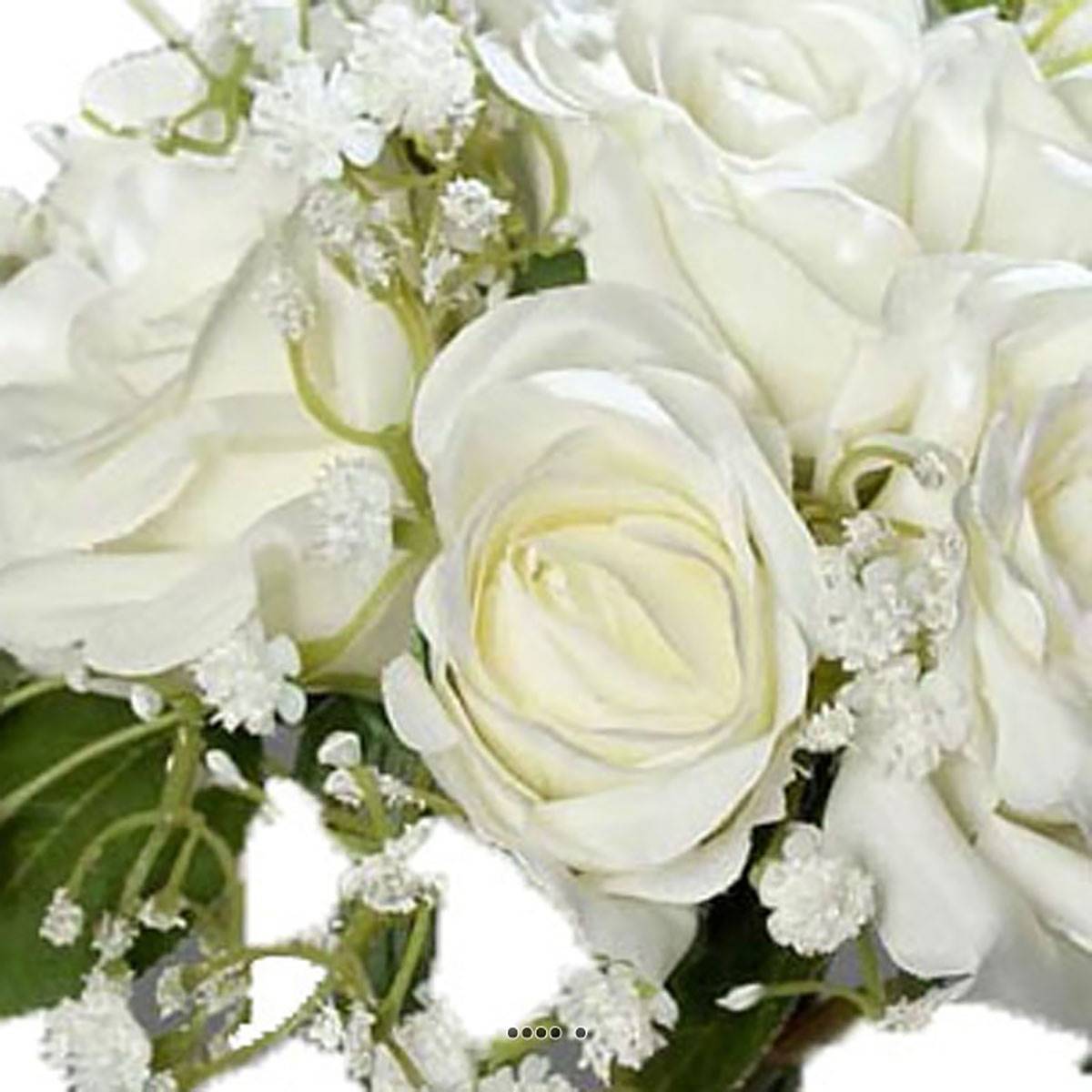 Artificielles - Bouquet de Roses et Gypsophile artificielles 7 tetes Hauteur 24 cm Crème - couleur: Crème - Imagen 3
