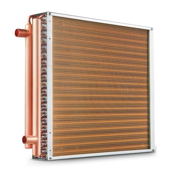 VEVOR Échangeur chaleur air-eau, 20x20 po, 3 rangées cuivre. Pour fournaise bois, chauffage. - Image 1