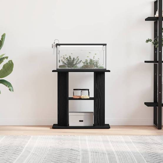 Support d'aquarium compact Chêne Noir avec 3 Niveaux de Rangement 60x30x60 cm - ComfortXL Outdoor Living - Image 3