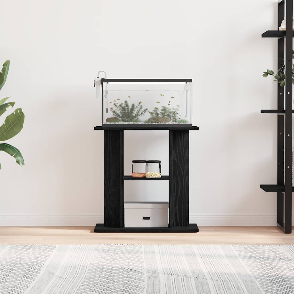 Support d'aquarium compact Chêne Noir avec 3 Niveaux de Rangement 60x30x60 cm - ComfortXL Outdoor Living - Image 3