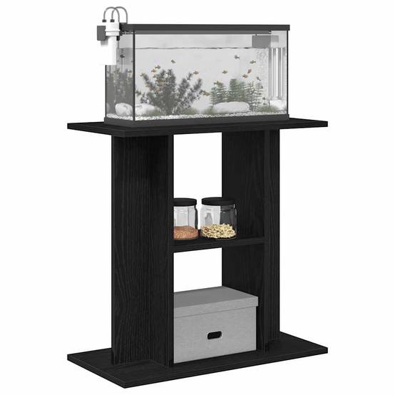 Support d'aquarium compact Chêne Noir avec 3 Niveaux de Rangement 60x30x60 cm - ComfortXL Outdoor Living - Image 4