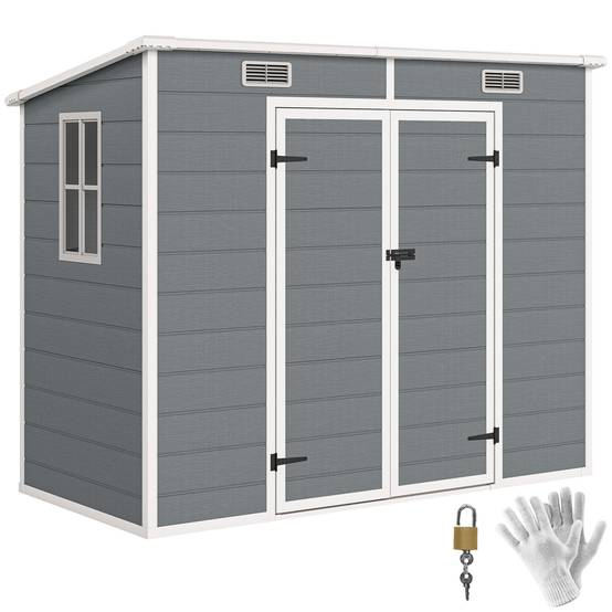 Abri de jardin polypropylène gris 238 x 125 x 183 cm - PANGIVO - Image 1