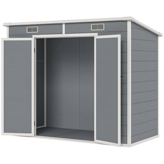 Abri de jardin polypropylène gris 238 x 125 x 183 cm - PANGIVO - Image 2