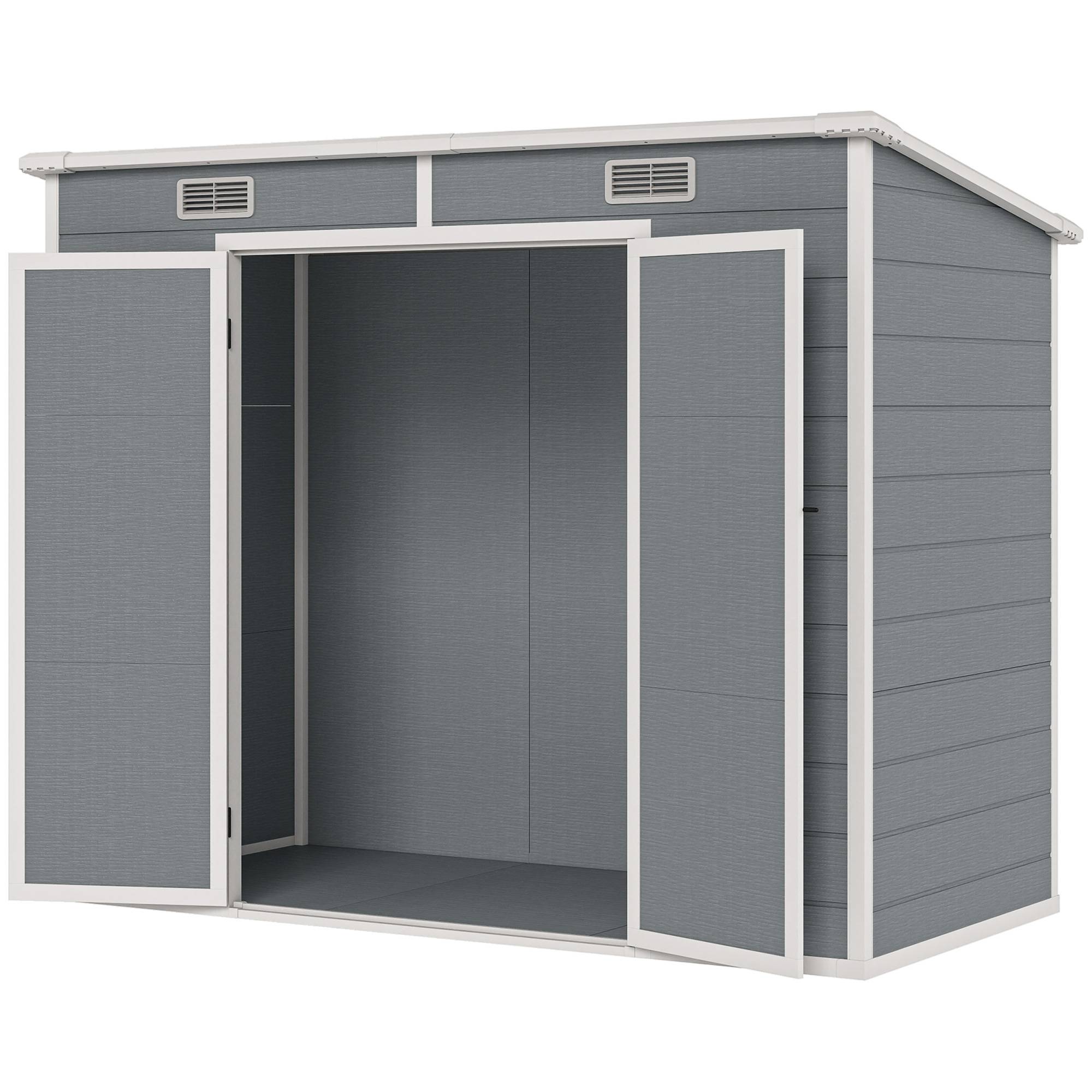 Abri de jardin polypropylène gris 238 x 125 x 183 cm - PANGIVO - Image 2