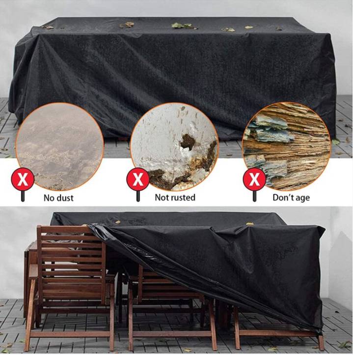 IntiMeg - Housse Salon de Jardin, Housse de Table Jardin Rectangulaire, Couverture de Protection Meubles Bâche Salon de Jardin 420D Oxford (180x120x74cm 420D) - Image 5