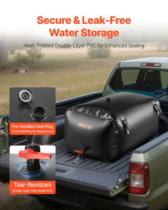 VEVOR Réservoir d'Eau Souple Vessie de Stockage Eau Pliable en PVC 240 L Noir - Image 4
