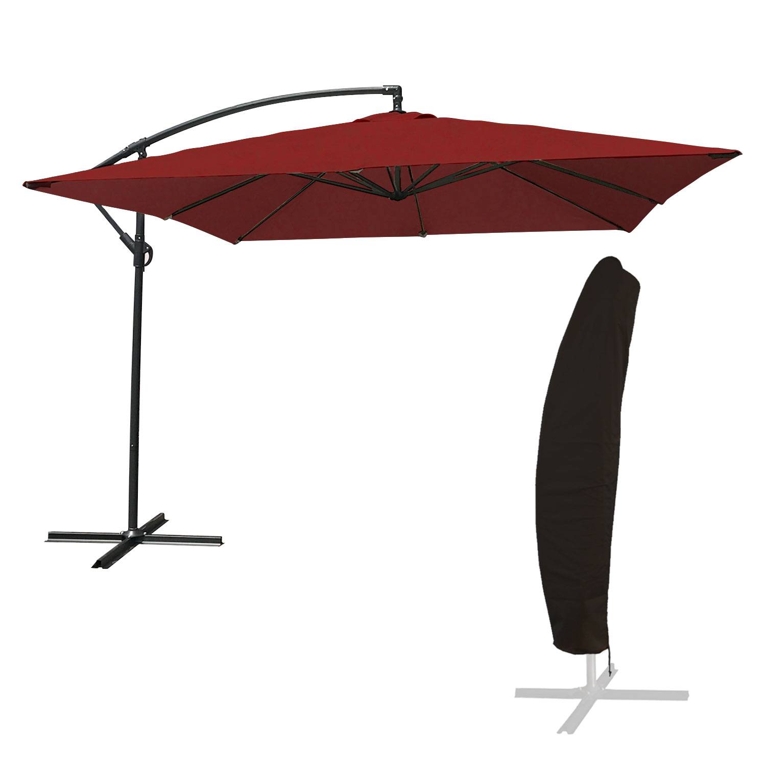 Happy Garden - Parasol déporté MOLOKAI carré 2,7x2,7m rouge + housse - HAPPY GARDEN - Imagen 1