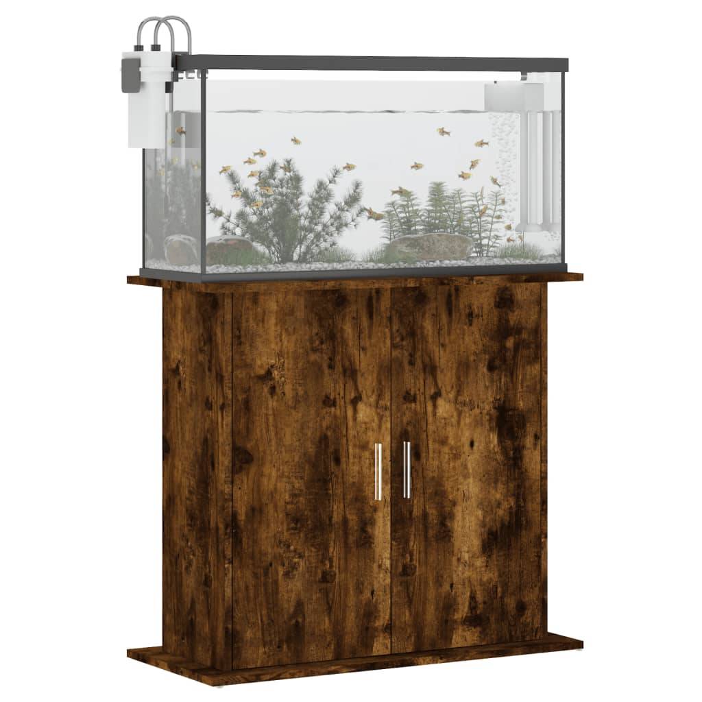 Meuble pour Aquarium Bois d'Ingénierie avec Portes de Rangement 81x36x73 cm Chêne Fumé - ComfortXL Outdoor Living - Image 3