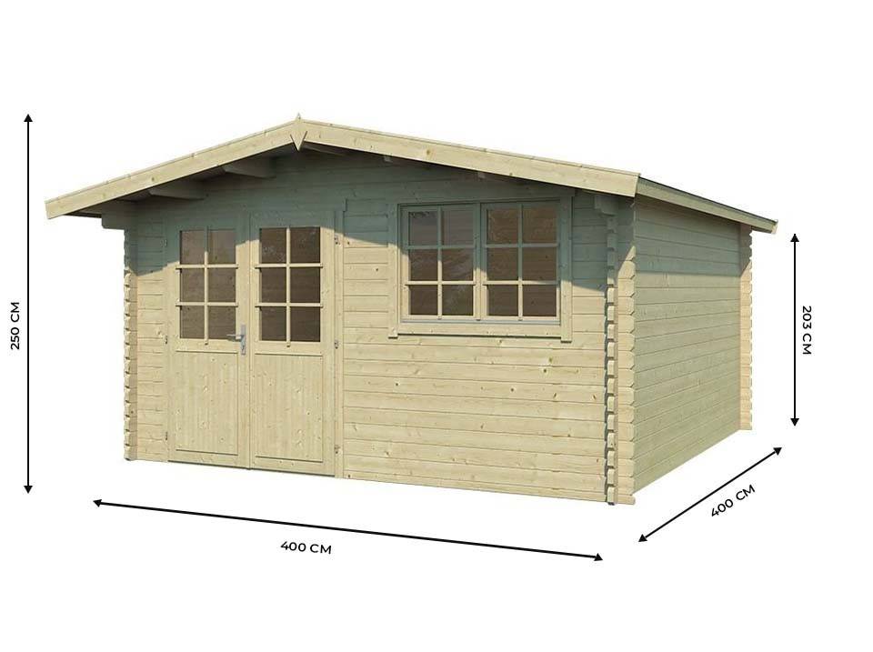 Direct Abris - Chalet de Jardin Bois VIGO 16m2 - Epaisseur des Madriers : 44mm - Porte Double - Bois Nordique de Haute Qualité - Abri de jardin - Imagen 2