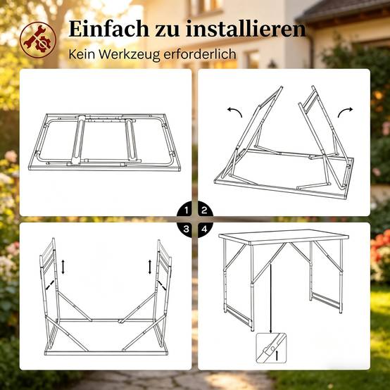 Table de camping pliante aluminium jardin balcon réglable en hauteur 100x60cm noir - ComfortXL Outdoor Living - Image 8