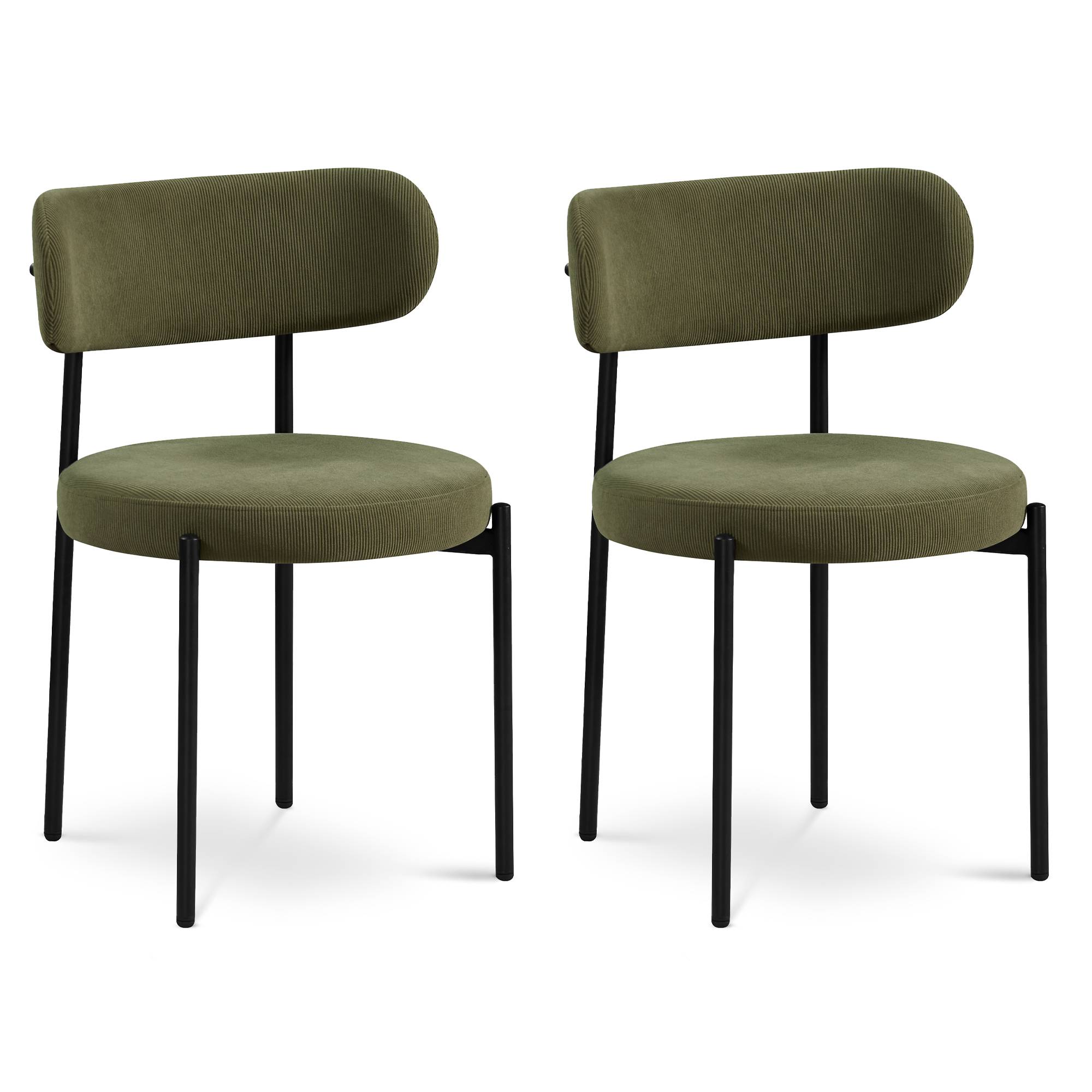 Sicaan Lot de 2 Chaises modernes IRIS velours côtelé kaki - Image 3