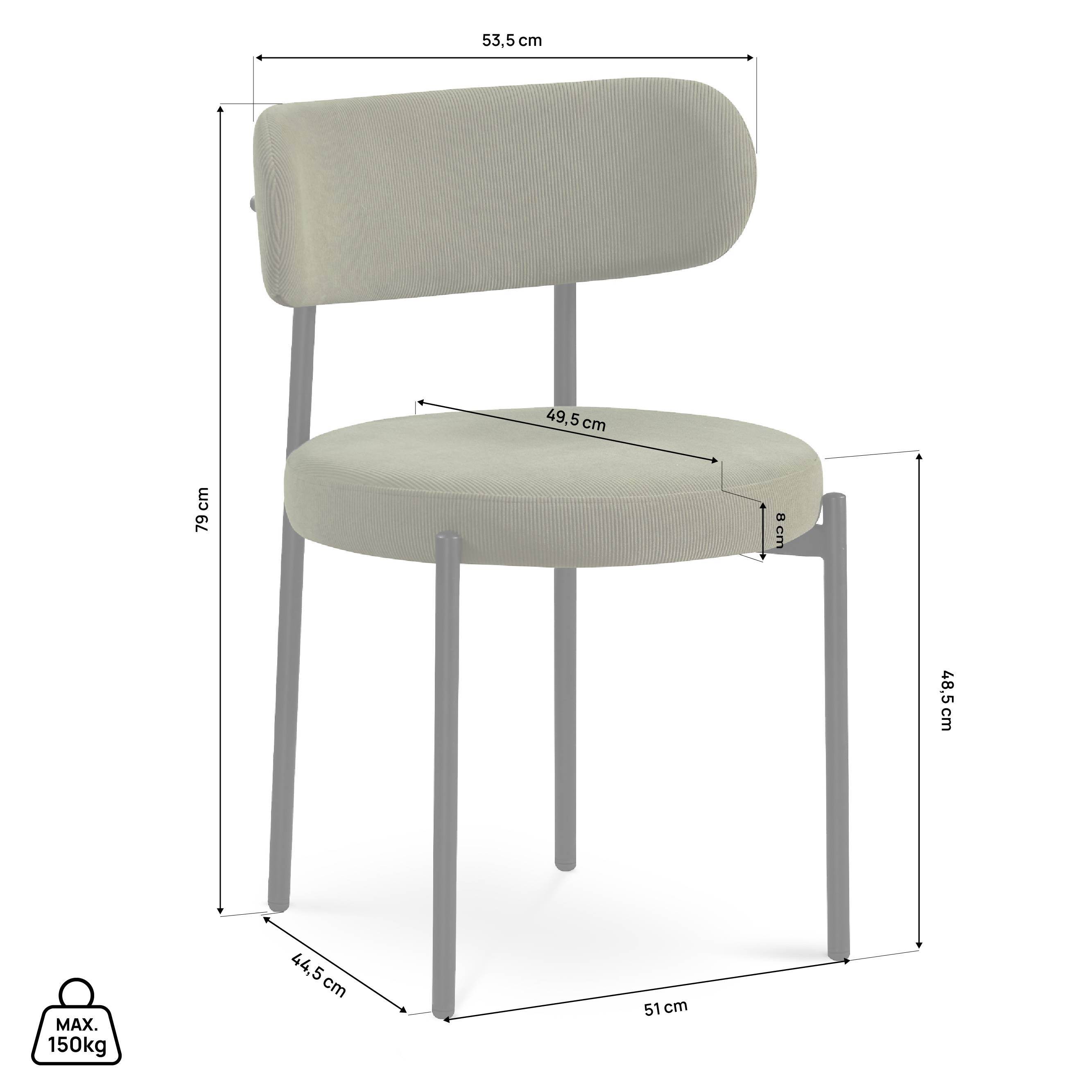 Sicaan Lot de 2 Chaises modernes IRIS velours côtelé kaki - Image 2