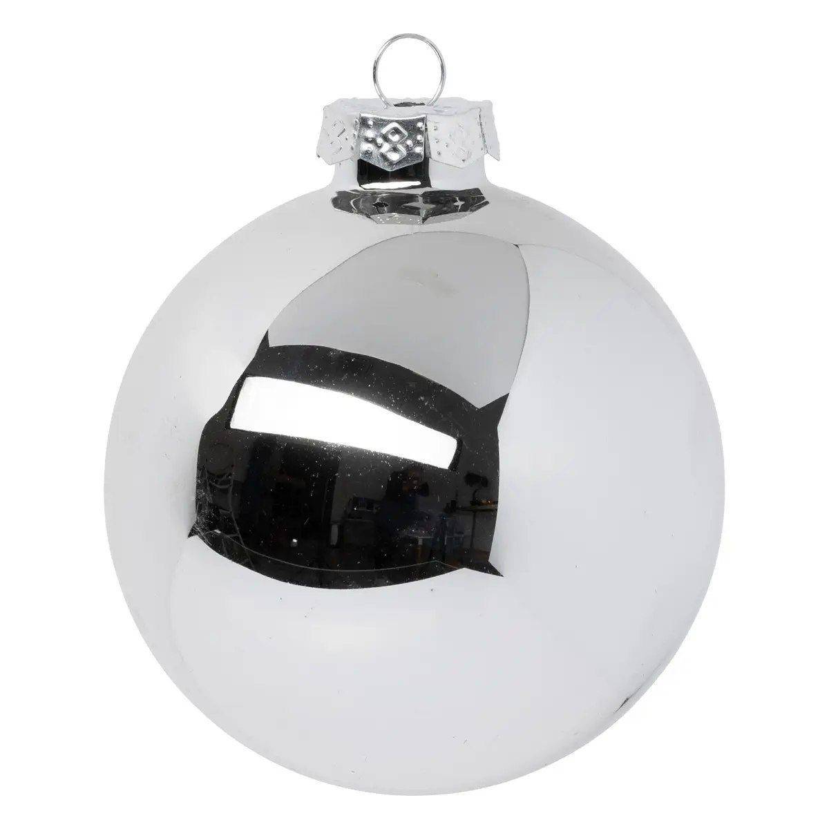 Fééric Lights & Christmas - Déco Sapin de Noël Lot de 6 Boules en Verre D 8 cm Or, Rouge et Argent - Imagen 6