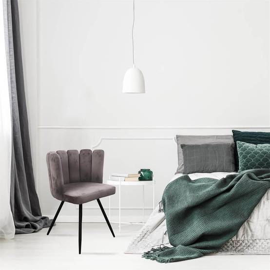 ALTOBUY - Lot de 6 Chaises Velours Gris - CHARLOTTE - Image 1