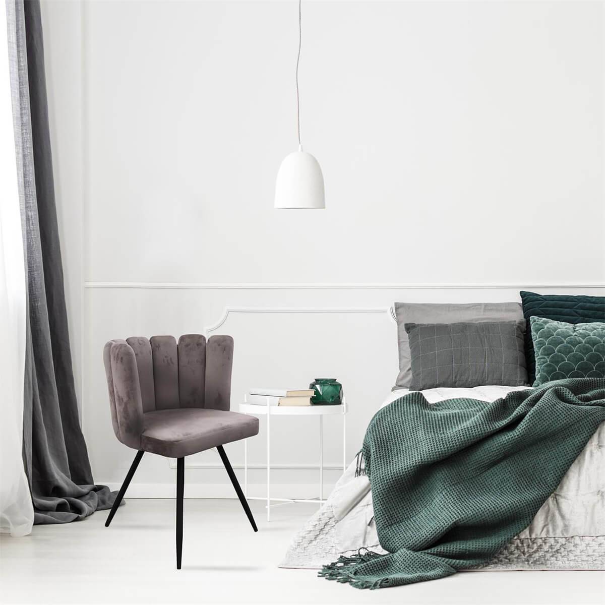 ALTOBUY - Lot de 6 Chaises Velours Gris - CHARLOTTE - Image 1