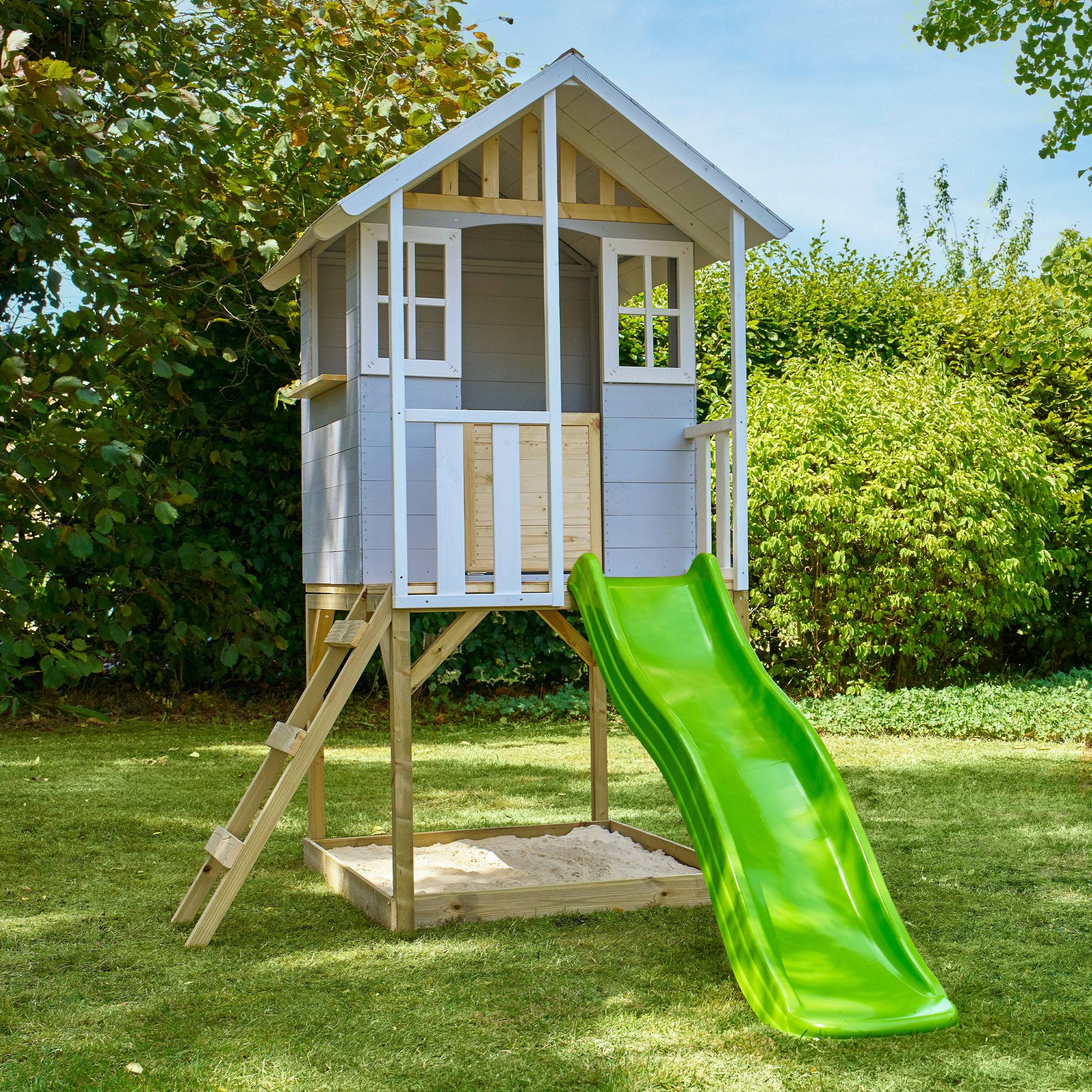 Maisonnette modulable sur pilotis avec balcon et glissière PERCE-NEIGE en bois FSC® - Image 7