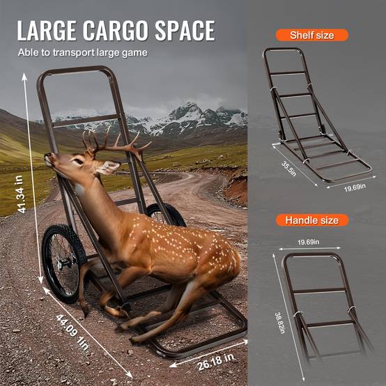 VEVOR Chariot à Gibier Chariot de Transport Pliable 136 kg pour Cerfs Chasse - Image 4
